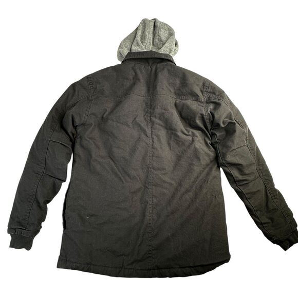 Wrangler Canvas Hoodie Workwear Jacket Mens Small Quilted Lined Black Full Zip - Picture 5 of 10